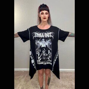 KillStar NWOT Chill Out 3/4 Sleeve Asymmetrical Hem Tunic Metal Goth Devil M